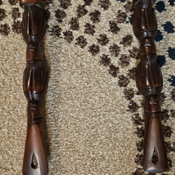 Vintage MCM 19" Carved Wooden Fork and Spoon Wall Decor Tiki Totem - Picture 4 of 7